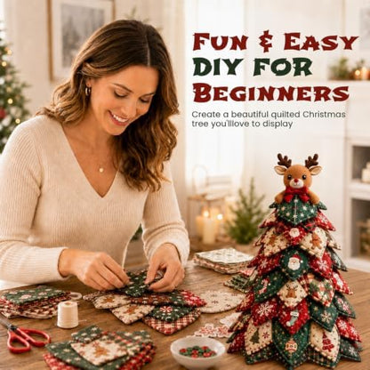 Daily Partner DIY Quilted Fabric Christmas Tree Kit, Arts and Crafts for Adults, (Reindeer) - Image 6