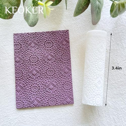 KEOKER Polymer Clay Texture Roller - 3PCS Boho Set for Making Earrings, Like Texture Sheets, Great with Clay Cutters - Image 3