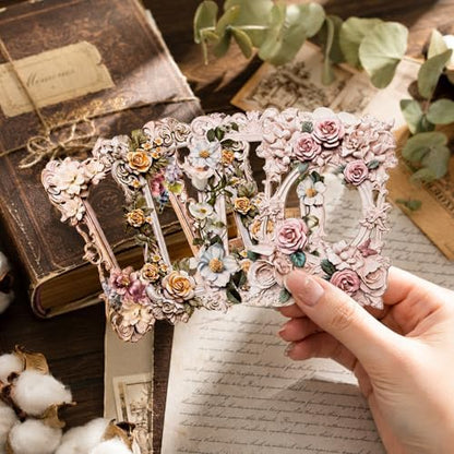 40Pcs Scrapbook Supplies Decor Papers, Floral Frames Junk Journal Supply - Image 4
