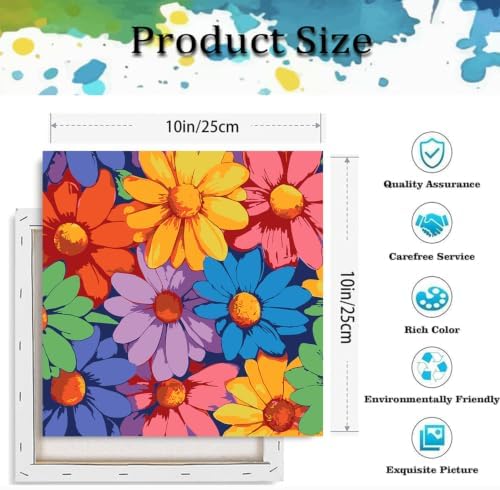 Flower Paint by Numbers Kit for Adults, DIY Canvas Oil Painting 10x10In - Image 3