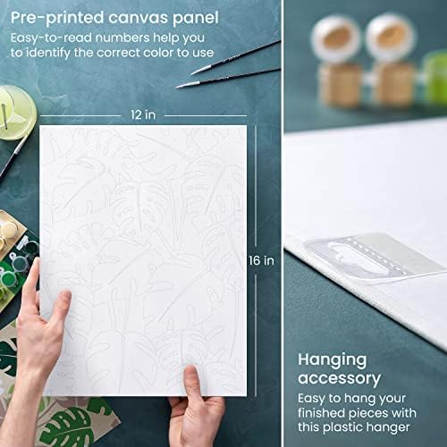 ARTEZA Monstera Paint by Numbers for Adults, 12 x 16 in, 21-Piece Kit - Image 4
