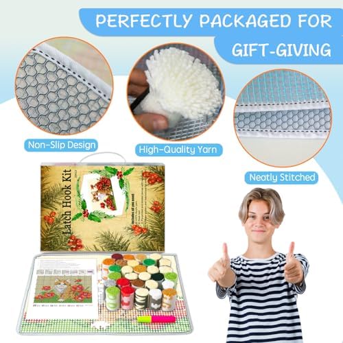 MIAOLLUN Latch Hook Kit Rug, Latch Hook Kits Cat with Pre-Printed Pattern for Adults and Kids 52X38cm/20.4 Inch X15 Inch - Image 4