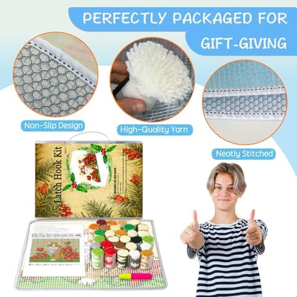 MIAOLLUN Latch Hook Kit Rug, Latch Hook Kits Cat with Pre-Printed Pattern for Adults and Kids 52X38cm/20.4 Inch X15 Inch - Image 4