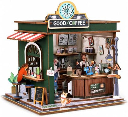 Evankin Coffee Shop Book Nook Kit, DIY Miniature House with LED Light by Evankin