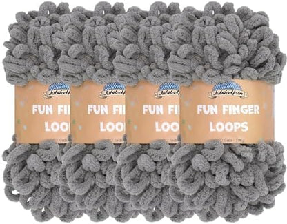 JubileeYarn Fun Finger Loops Yarn - Grey - 4 Skeins by BambooMN