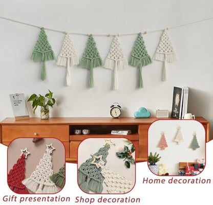 Macrame Kit for Beginners with Step by Step Video Tutorials DIY Christmas Tree Wall Hanging Craft Kit for Adults Kids Family Festive Holiday Activity Creative Boho Home Decor Unique Gift Idea (B) - Image 4