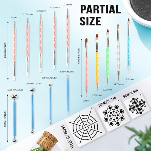 Augshy Mandala Dotting Tools Painting Kit, 58Pcs Dotting Tools for Painting DIY Rock Template Stencils Kit Brush Tray Pen Zipper Bag for Stone Canvas Mandala Arts - Image 2