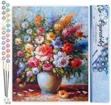 Figured'Art Paint by Numbers Kit for Adults Beautiful Bouquet of Flowers 16"x20" - Craft Art Painting DIY Kit Rolled Canvas Without Frame by FiguredArt