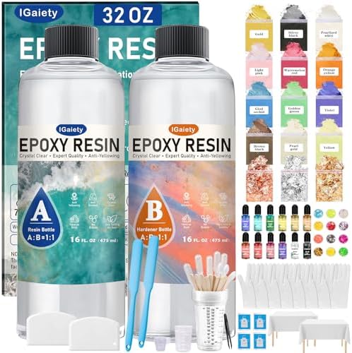 IGaiety Epoxy Resin Kit 32 OZ for Beginner Coating Casting DIY Crafts by IGaiety