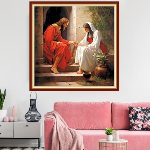 Redxing Stamped Cross Stitch Kits Embroidery kit for Beginners Adults Full Range of Embroidery Patterns Starter Kits DIY Printed Cross Stitch Kits Needlepoint Kits 11CT-Jesus Women's 18x18 inchs - Image 2