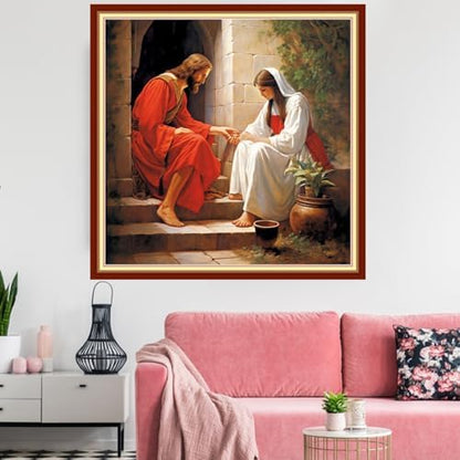 Redxing Stamped Cross Stitch Kits Embroidery kit for Beginners Adults Full Range of Embroidery Patterns Starter Kits DIY Printed Cross Stitch Kits Needlepoint Kits 11CT-Jesus Women's 18x18 inchs - Image 2