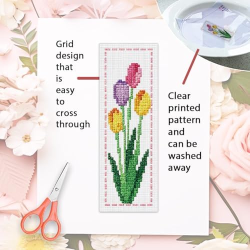 ORIGACH 6 Set Tulip Cross Stitch Bookmark Kit for Beginner - Image 3