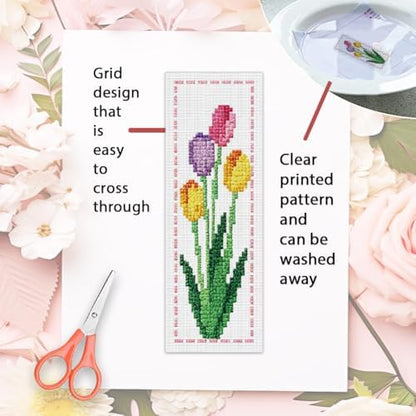 ORIGACH 6 Set Tulip Cross Stitch Bookmark Kit for Beginner - Image 3