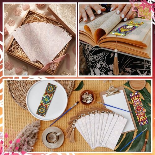 Kosiz 12 Pcs Mandala Paint by Number Kit for Adult Wood Bookmark - Image 6