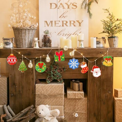 80PCS Wooden Christmas Ornaments to Paint,10 Styles DIY Blank Unfinished Reindeer Santa Claus Christmas Tree Ball Snowman Snowflake Wreath Gift Christmas Stocking Cutouts Ornament for Crafts Winter - Image 3