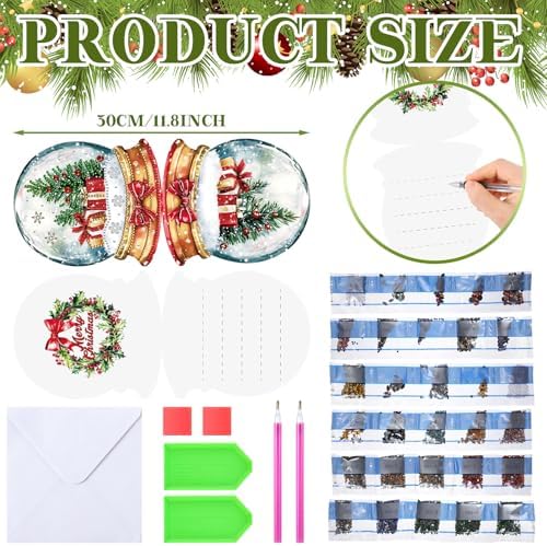 Fullhawl 30 Pcs Diamond Art Painting Christmas Cards with Envelopes Snowman Christmas tree Craft Christmas Diamond Art Painting Greeting Cards DIY Christmas Card Making Kits for Adults Gifts - Image 3