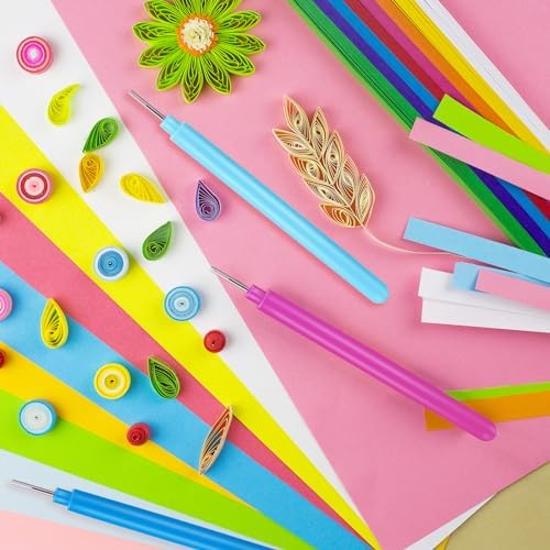 12 Pcs Paper Quilling Tools, Paper Flower Rolling Tool Rolling Curling Quilling Needle Pen DIY Cardmaking Paper Quilling Pen for Art Craft DIY Paper Cardmaking Project(4 Colors) - Image 6