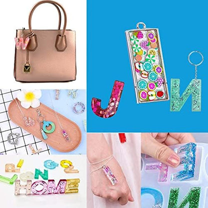 Miraclekoo UV Resin Kit with Light and Alphabet Resin Molds for Beginners, 7oz UV Epoxy Resin and Supplies with UV Lamp Resin Jewelry Molds Starter DIY Kits Tools for Keychain Necklace Making - Image 6