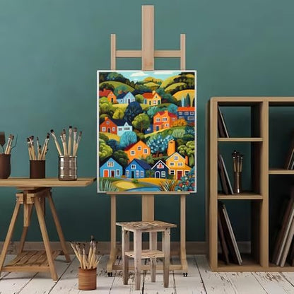 Natuyalo Mountain Paint by Number Kits for Adults - Town Landscape Paint by Numbers for Beginner, House Trees Acrylic Painting by Numbers for Home Wall Decor Gift (16x20 inch) - Image 2