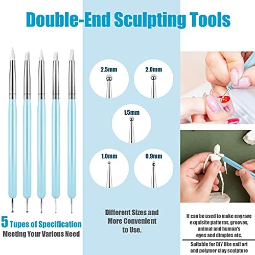 Clatoon 10Pcs Silicone Clay Sculpting Tool, Modeling Dotting Tool - Image 3