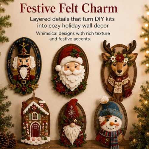 DIY Felt Santa Head Wall Decor Kit, Hanging Christmas Ornament, Fabric - Image 2