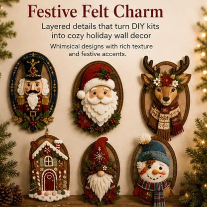 DIY Felt Santa Head Wall Decor Kit, Hanging Christmas Ornament, Fabric - Image 2