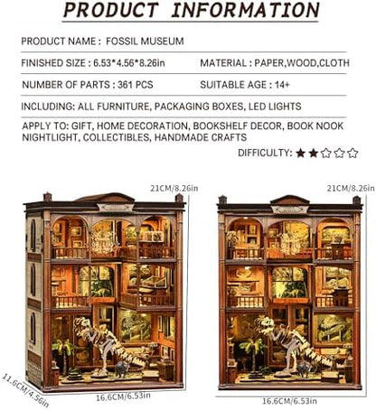 Spilay Book Nook Kit for Adults, Fossil Museum DIY Miniature House Kit - Image 2