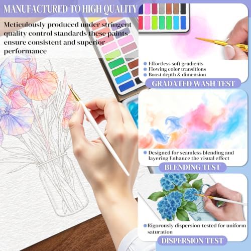 Watercolor Coloring Book Kit for Adults 24 Color Paint Set with Brush - Image 4