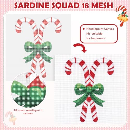 XunYee Needlepoint Canvas Kit, Christmas Candy Stick - Image 3