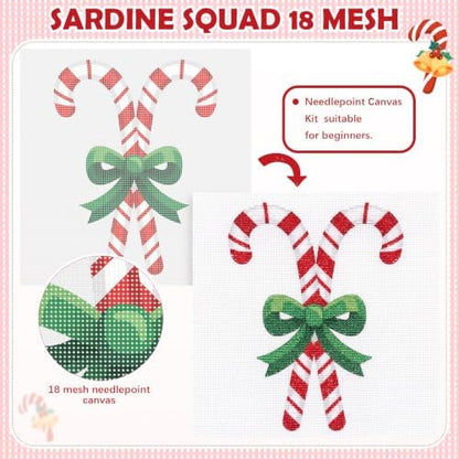 XunYee Needlepoint Canvas Kit, Christmas Candy Stick - Image 3