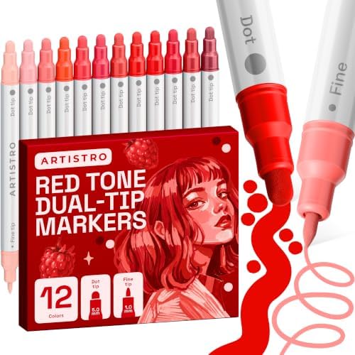 ARTISTRO Red Tones Dual-Tip Acrylic Paint Marker Pens - Set of 12 by ARTISTRO