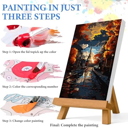 PRASIO Paint by Numbers Kit for Adults Beginner, Eiffel Tower Adult Paint by Number Kits, DIY Acrylic Paint by Numbers Kit for Adults Canvas for Home Decor Gift 16x20 Inch - Image 5
