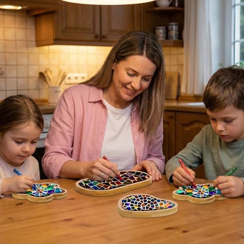 10 Pcs Wooden Mosaic Bases Kits for Crafts, Assorted Shapes Mosaic Substrates Coaster Blank Drinking Cup Coasters for Adults Kids DIY, Home Decor - Image 6