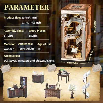MiniCity Book Nook Kit, DIY Miniature Dollhouse Booknook Kit with Led Light and Dust Cover (Law Library) - Image 2