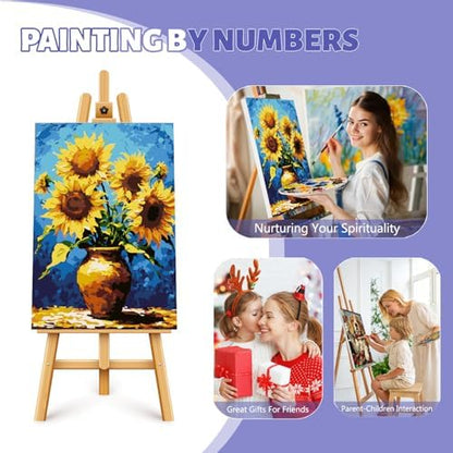 Framed Paint by Numbers Kit for Adults Beginner & Kids Ages 8-12, Sunflower Easy Paint by Numbers without Easel, Flowers Vase Acrylic Adult Painting by Number Kits on Canvas for Decor Gift 8 x 12 Inch - Image 7