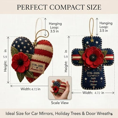 DIY Patriotic Poppy Cross Ornament Kit - 1776-2026 America 250th Anniversary Felt Craft Set - Faith Freedom Honor Embroidery Decor for Memorial Day, Independence Day,Veterans Day-Handmade Gift (Cross) - Image 6