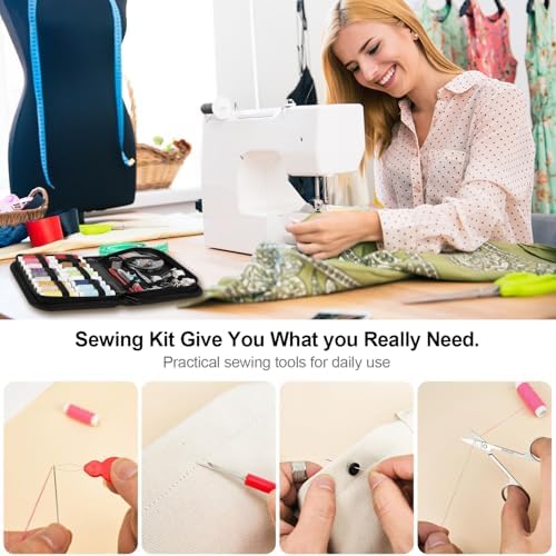 MIXCOOL Sewing Kit for Adults, Beginners, Needle and Thread Kit, Portable Sewing Supplies, Contains Thread, Scissor, Needles, (Grey, M) - Image 7