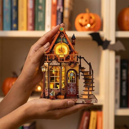 Book Nook Kit - DIY Miniature House,Book Nook Kit for Adults 3D Puzzle with LED,Halloween Birthday Gift for Adults, Creative Mini Building Kit for Bookshelf Decor, Gifts for Family Friends - Image 4
