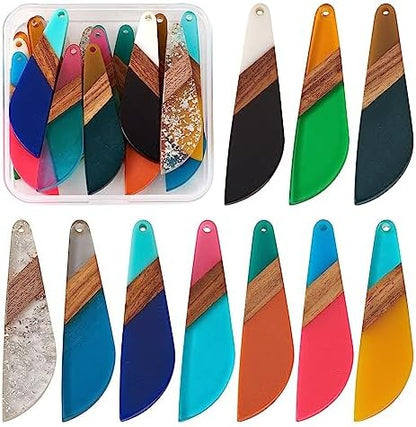 FASHEWELRY 20Pcs Wood Resin Charms Knife Shape Gothic Charms Halloween Wooden Earring Blanks Bohemian Wooden Earring Pieces for Jewelry Making by FASHEWELRY