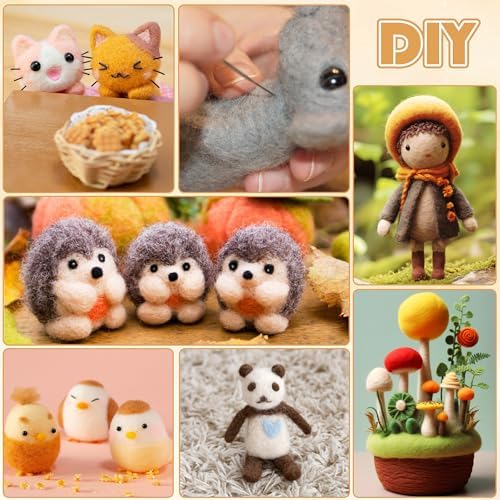 DF DUALFERV Needle Felting Kit with 40 Colors of Premium Felting Wool - Fluffy, Textured Wool Roving with Strong Plasticity for Felted Animal - Image 7