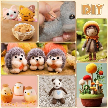 DF DUALFERV Needle Felting Kit with 40 Colors of Premium Felting Wool - Fluffy, Textured Wool Roving with Strong Plasticity for Felted Animal - Image 7