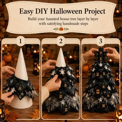 2026 New Christmas & Halloween DIY Quilted Fabric Tree Kit, 3D Layered Sewing Craft Set for Beginners, Christmas Tree Quilt Kit, Handmade Tabletop Holiday Decor, Gift for Craft Lover - Image 3