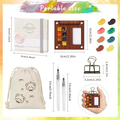Travel Watercolor Paint Set - Pocket 8-Color Mini Paint Kit with Sketch Pad - Image 3