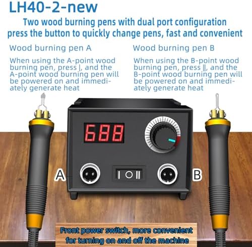 FIRElood Wood Burning Tool, Wood Burner kit Pen 25~750℃, Wood Burning kit with Digital Thermometer Temperature Adjustable Temperature, 2 pyrographic Wood Burning pens, 30 Wood Burning Pen Tips - Image 2