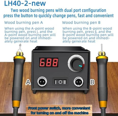 FIRElood Wood Burning Tool, Wood Burner kit Pen 25~750℃, Wood Burning kit with Digital Thermometer Temperature Adjustable Temperature, 2 pyrographic Wood Burning pens, 30 Wood Burning Pen Tips - Image 2