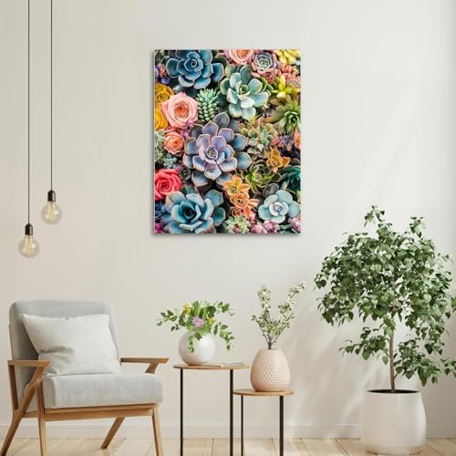 CYNART Succulent Paint by Numbers Kit for Adults Beginner, Green Plants Easy Paint by Number Kits on Canvas, DIY Acrylic Oil Painting by Numbers for Gift Home Decor 16 x 20 inch （Without Frame） - Image 6