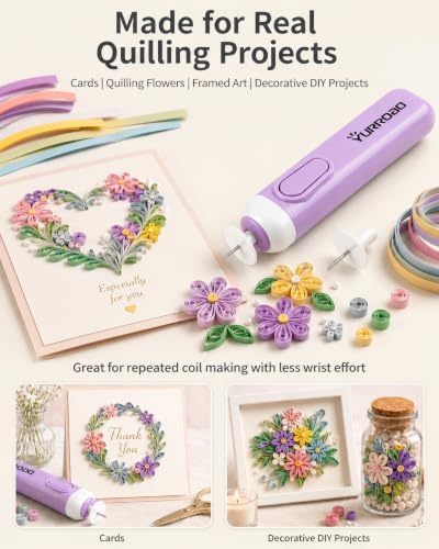 2-in-1 Electric Quilling Pen with Dual Tips for 1.5-10mm Strips, Purple - Image 6