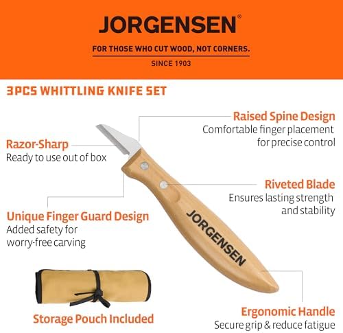 Jorgensen 3-Piece Wood Carving Tool Set with Stainless Steel Knives - Image 2