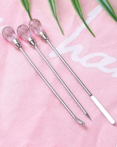 MSDADA 11 Pcs Silicone Resin Mold Tools Set Stirring Needle Spoon Tool Tweezers Precision Kit, Anti-Static Electronics Tweezers Set for Resin Art Crafts,Jewelry Making(Rose Red+Pink) - Image 3