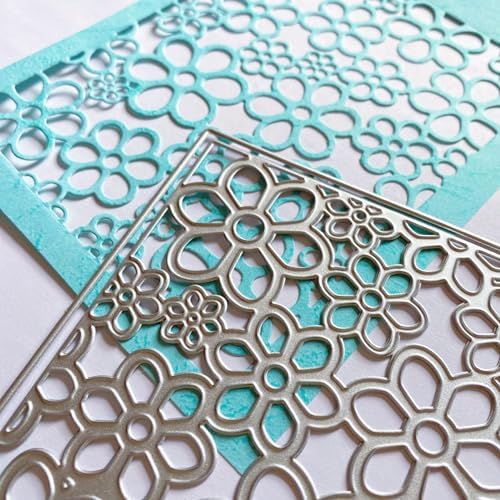 3D Frame Cutting Dies Background Dies Cut Grid Flowers Metal Stencils for Card Making Album Arts DIY Craft Embossing Template Scrapbooking Album Decor (Covered with Flowers-14x10.9cm) - Image 2